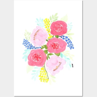 Pink Roses and Peonies Posters and Art